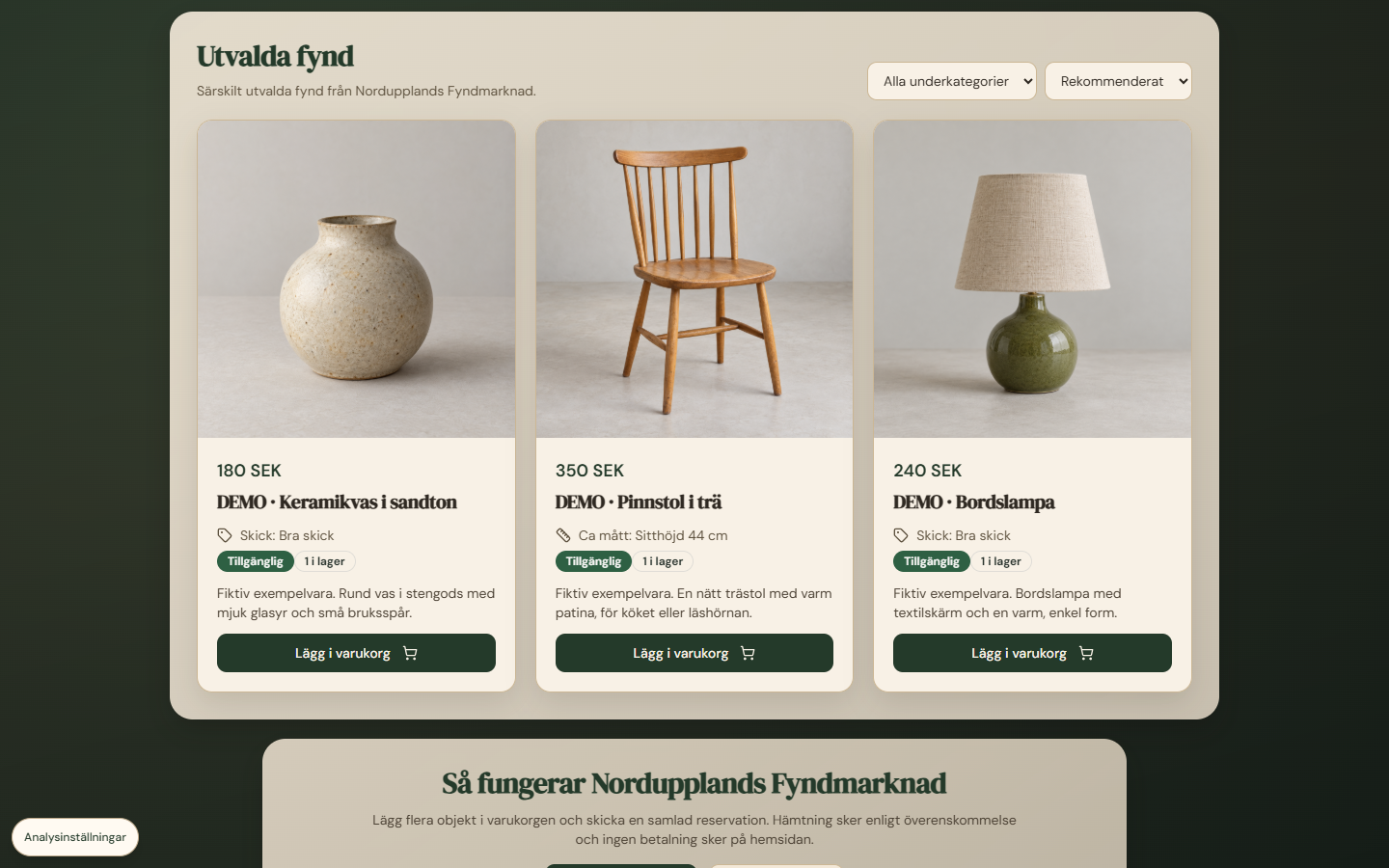 Kundens webbplats – Nordupplands Fyndmarknad
